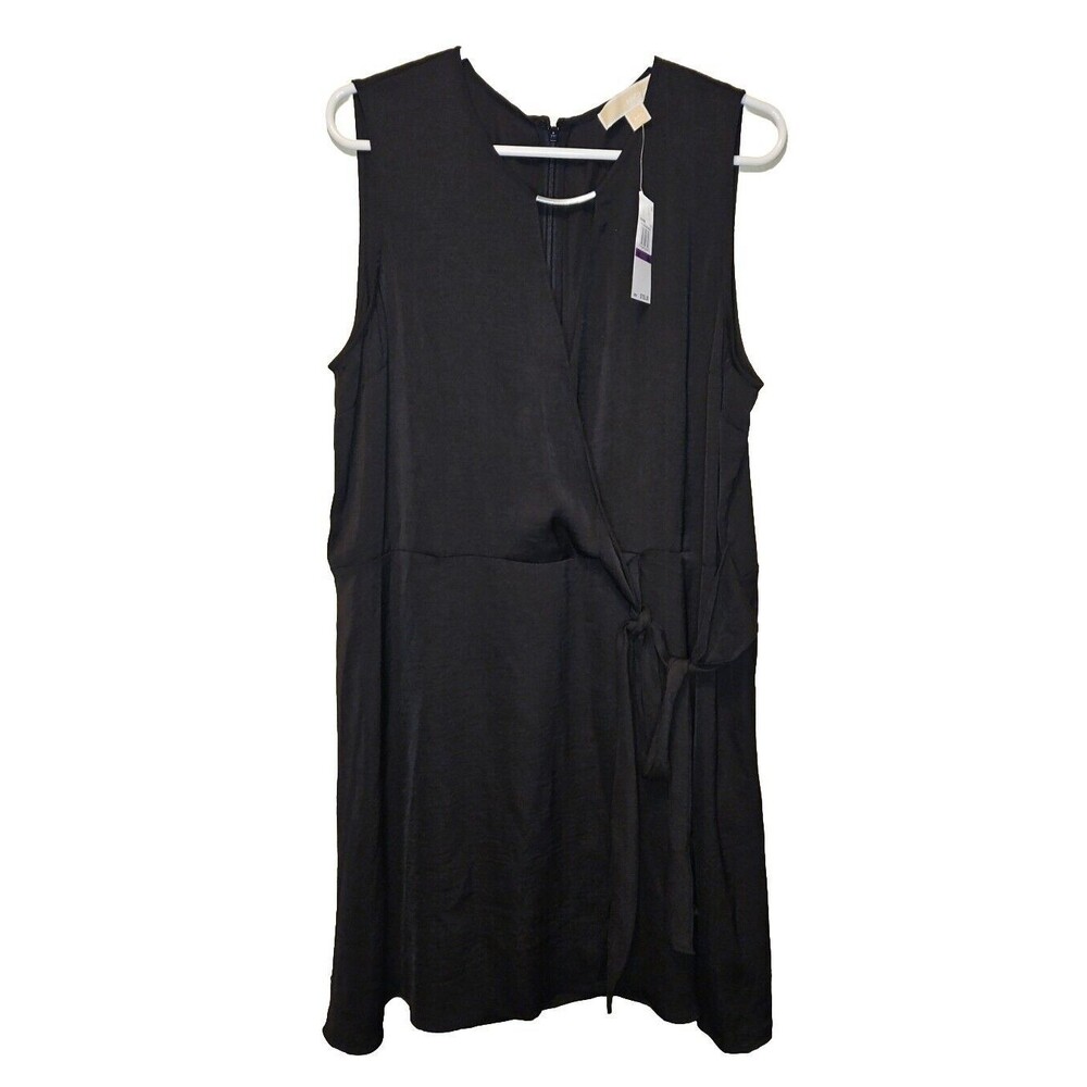 Michael Kors Black Sleeveless Midi Wrap Dress